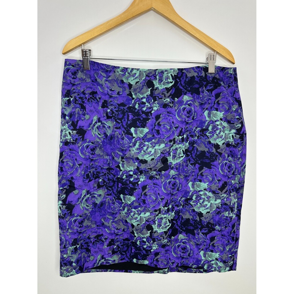 Talbots Petites Women 16P Purple Teal Floral Pencil Skirt Lyocell Cotton CN2806 - Picture 12 of 12
